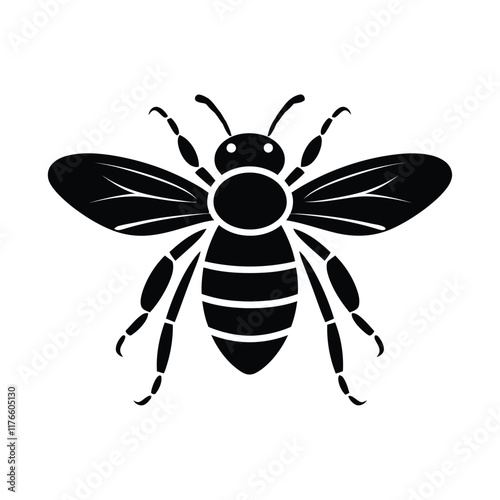 Minimal cartoon honey bee vector silhouette