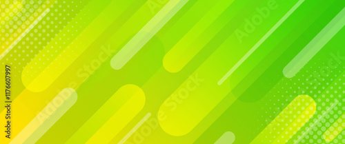 Bright green abstract gradient banner background with halftone effect. Modern wallpapers. Suitable for templates, sale banners, events, ads, web and pages