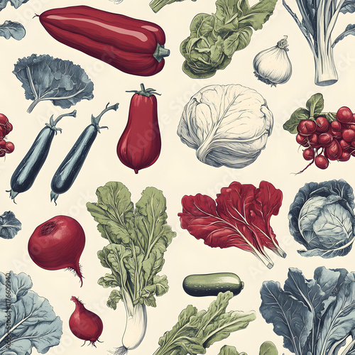 
old retro vegetables painted art illustrations texture photo