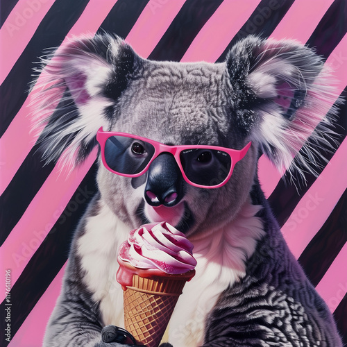 Koala_with_sunglasses_eating_an_ice_cream