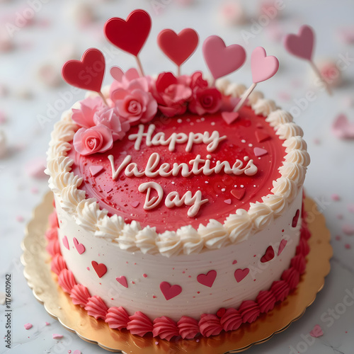 Happy Valentine Day Vanilla cake design8 photo