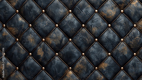 A tufted, black leather pattern.