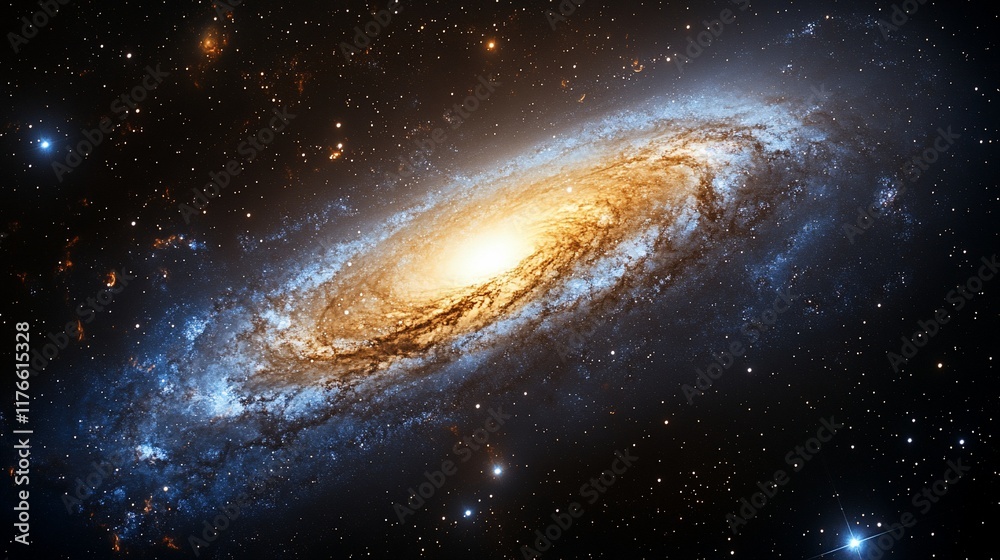 Obraz premium Spiral galaxy in deep space, cosmic background, stellar formation