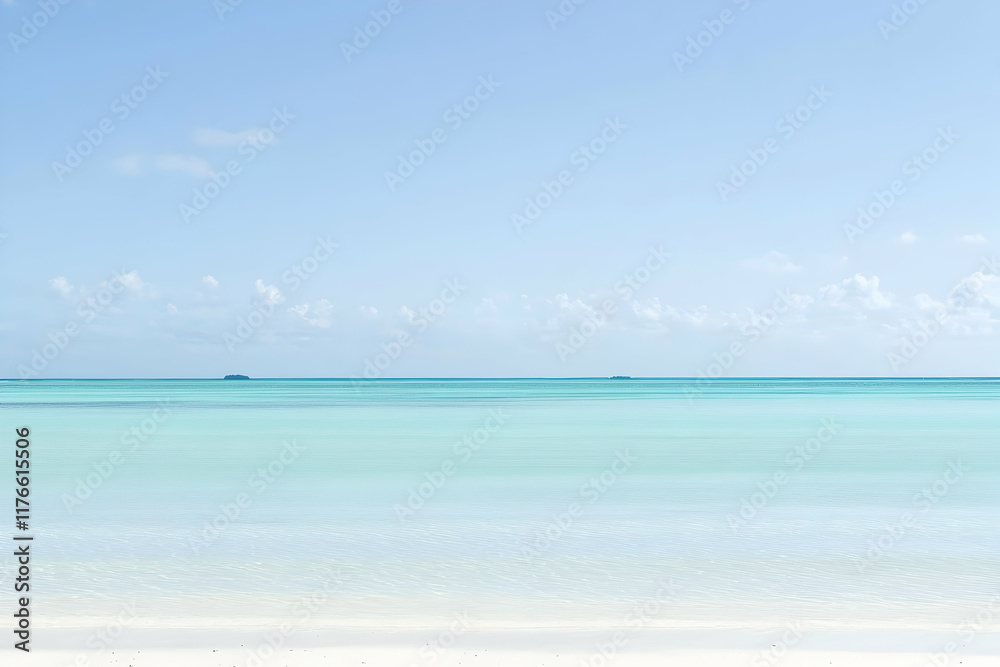 Tranquil Turquoise Seascape: A serene and minimalist photograph captures the essence of tranquility with a vast expanse of turquoise waters meeting a pristine white sandy shore. Tranquil Turquoise Seascape: A serene and minimalist photograph captures the essence of tranquility with a vast expanse of turquoise waters meeting a pristine white sandy shore.