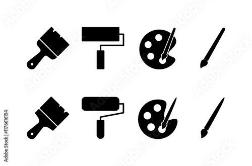 Paint icon vector isolated on white background. Paint brush vector icon. Paint roller icon