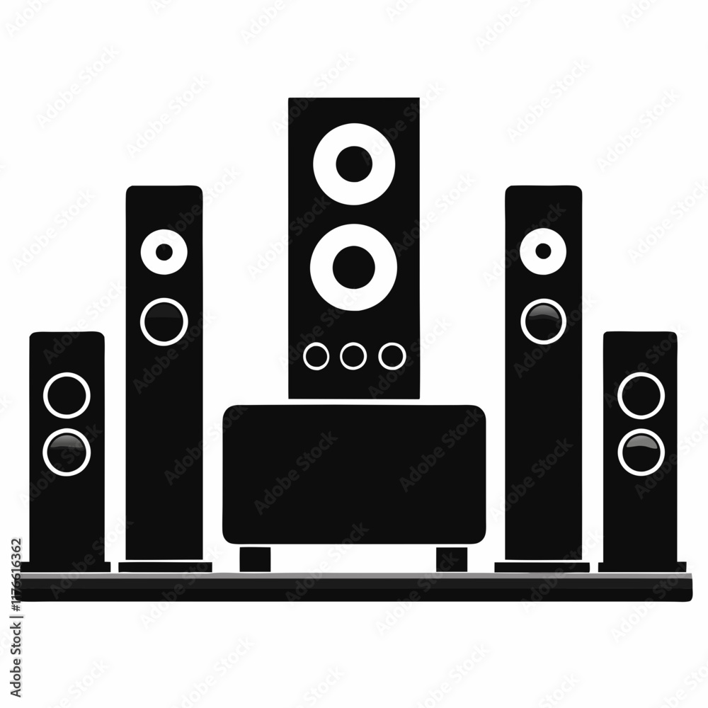 Home Theater Silhouette Vector Art Home Theater Silhouette Vector Art