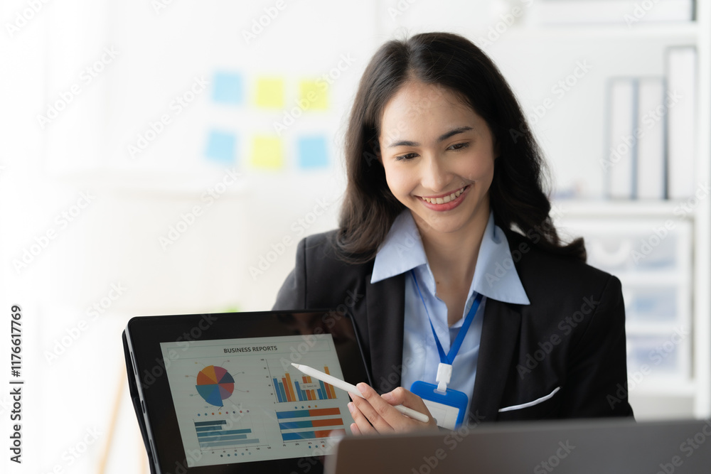 Confident Businesswoman Presenting Data Confident Businesswoman Presenting Data