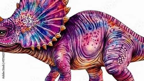Colorful depiction of a triceratops showcasing artistic design and creativity