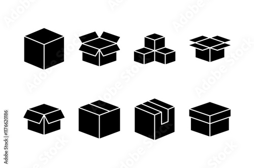 Box icon vector isolated on white background. Cardboard box, packaging open. Box vector icon