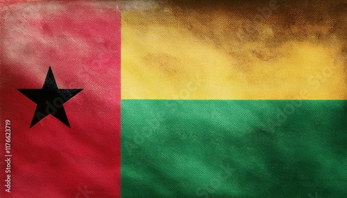 Old Vintage Guinea-Bissau Flag