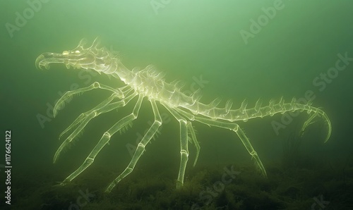 Transparent sea creature, underwater, murky water, benthic zone, marine life, stock photo