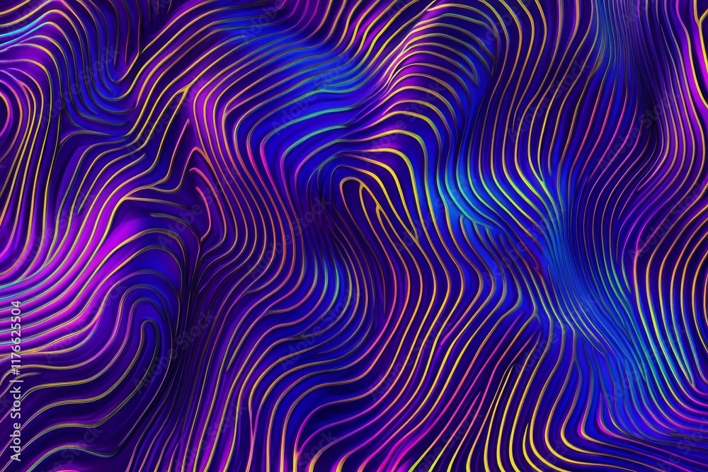 Neon Wave Pattern with Vibrant Light Trails on a Dark Background Neon Wave Pattern with Vibrant Light Trails on a Dark Background