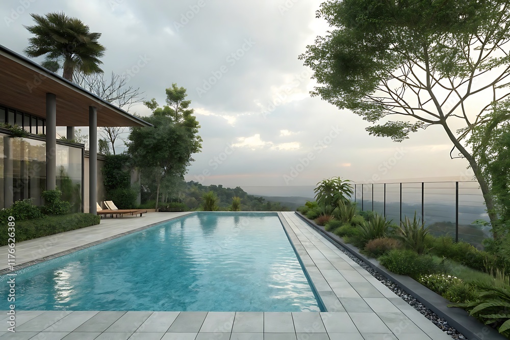 Obraz premium A luxurious rooftop swimming pool (4)
