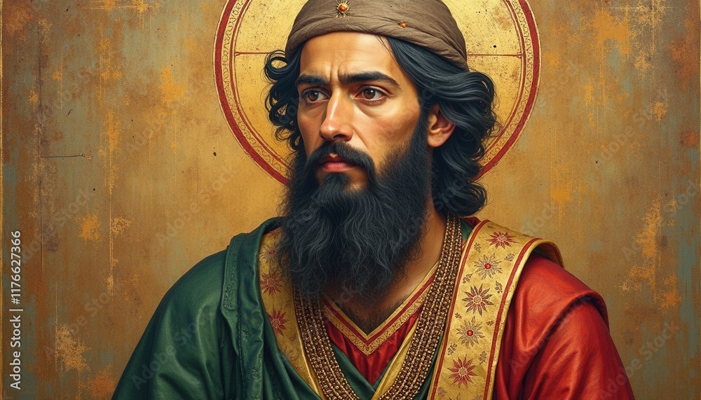 Fototapeta premium Traditional Islamic Art with Hazrat Ali’s Portrait