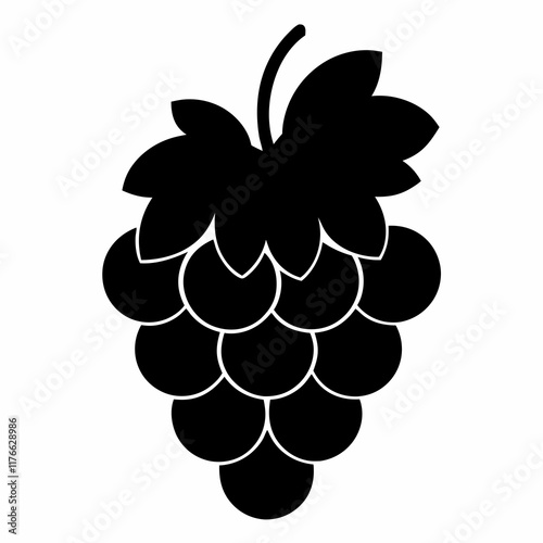 Grape Silhouette Vector in Black