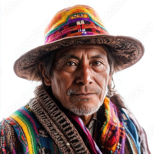 Captivating portrait of a Peruvian shaman photo