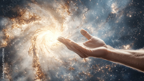 Cosmic Creation: A hand rea...