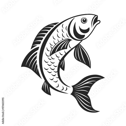 Elegant Black and White Fish Silhouette Design