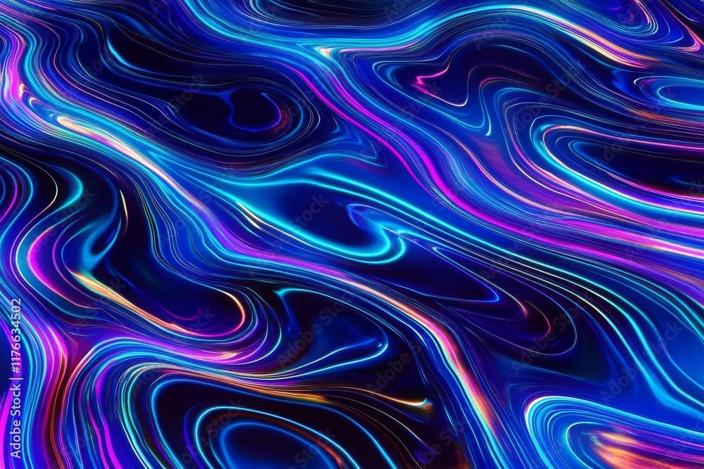 Fototapeta premium Neon Wave Pattern with Vibrant Light Trails on a Dark Background