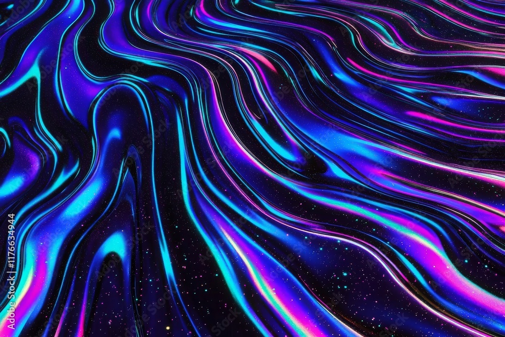 Obraz premium Neon Wave Pattern with Vibrant Light Trails on a Dark Background