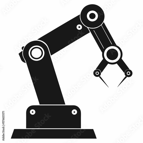 Industrial Robot Arm Silhouette Vector