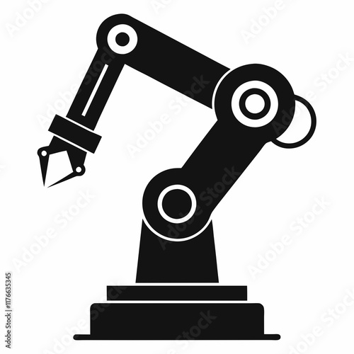 Industrial Robot Arm Silhouette Vector