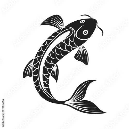 Elegant Black and White Fish Silhouette Design