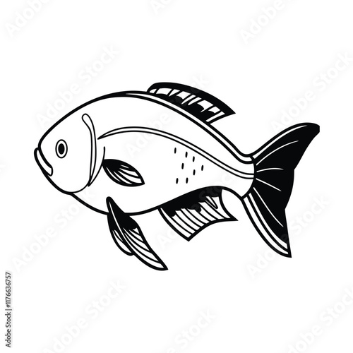 Elegant Black and White Fish Silhouette Design