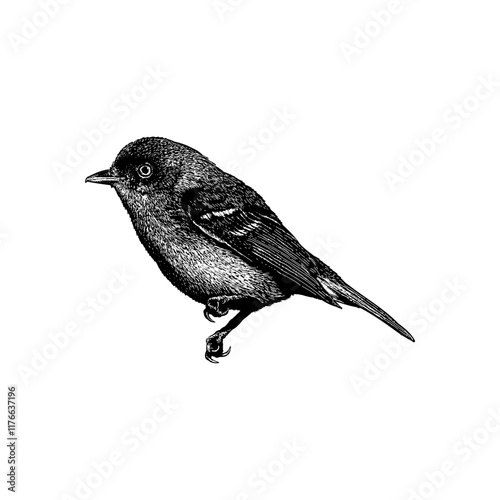 White-Eyed Vireo hand drawing vector isolated on background. photo