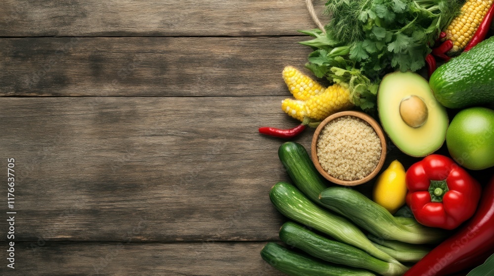 Fresh farm produce display rustic kitchen table food photography natural light close-up healthy eating concepts Fresh farm produce display rustic kitchen table food photography natural light close-up healthy eating concepts