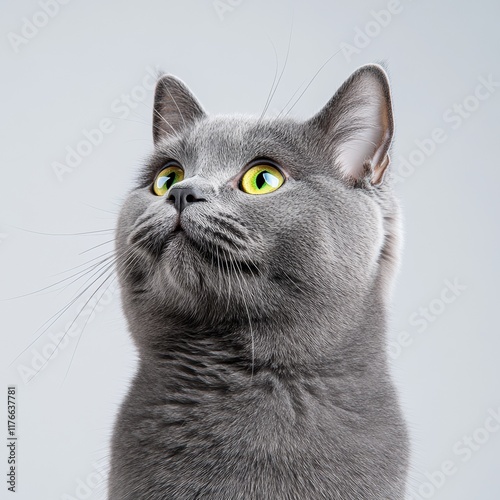 Photorealistic Portrait of a Russian Blue Cat