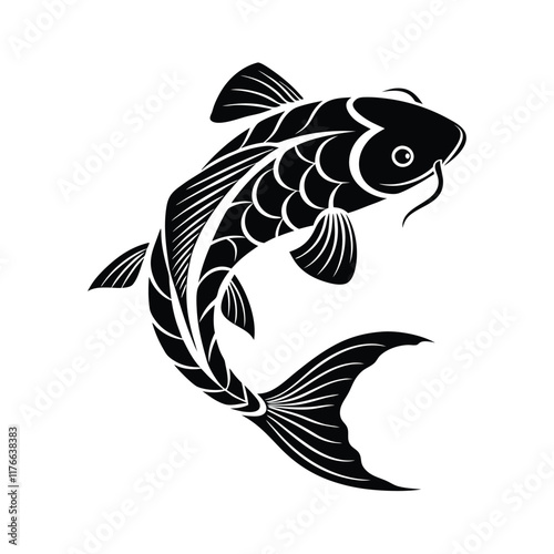 Elegant Black and White Fish Silhouette Design