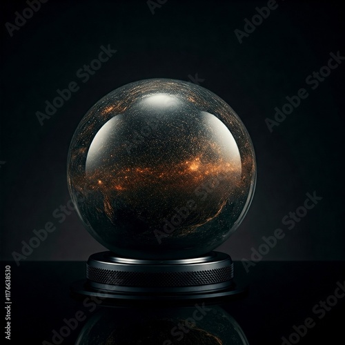 glass globe on black background