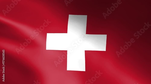 Flag of Switzerland. 4k Animated Background. Switzerland waving flag 4k