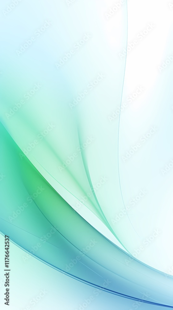 Fototapeta premium Digital technology blue and green abstract curve poster background