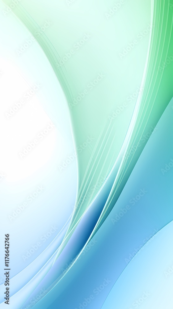 Fototapeta premium Digital technology blue and green abstract curve poster background