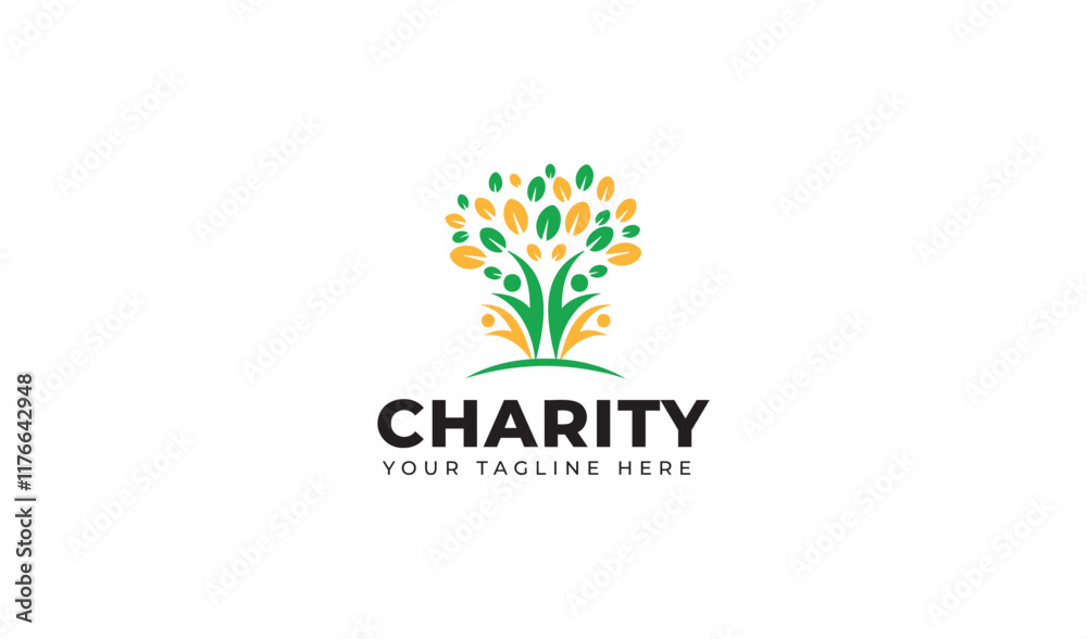 Obraz premium Connecting People Concept ,Social logos and charity for children, Education logo with love design, Donation logo 