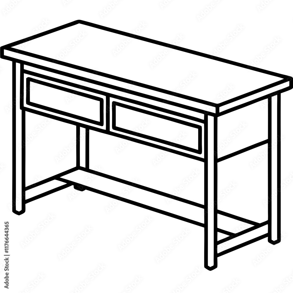Office Desk Vector Line Art Office Desk Vector Line Art