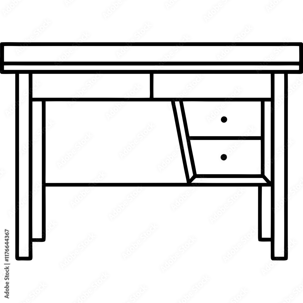 Office Desk Vector Line Art Office Desk Vector Line Art
