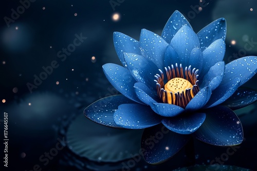 Dark blue labstract lotus flower background photo