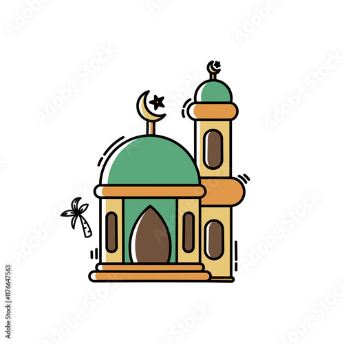 Animated cartoon icon for Eid greetings and the month of fasting