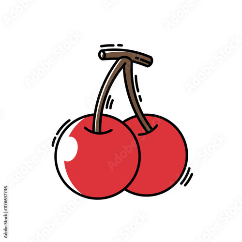 cartoon colored flat vector fruit icon illustration