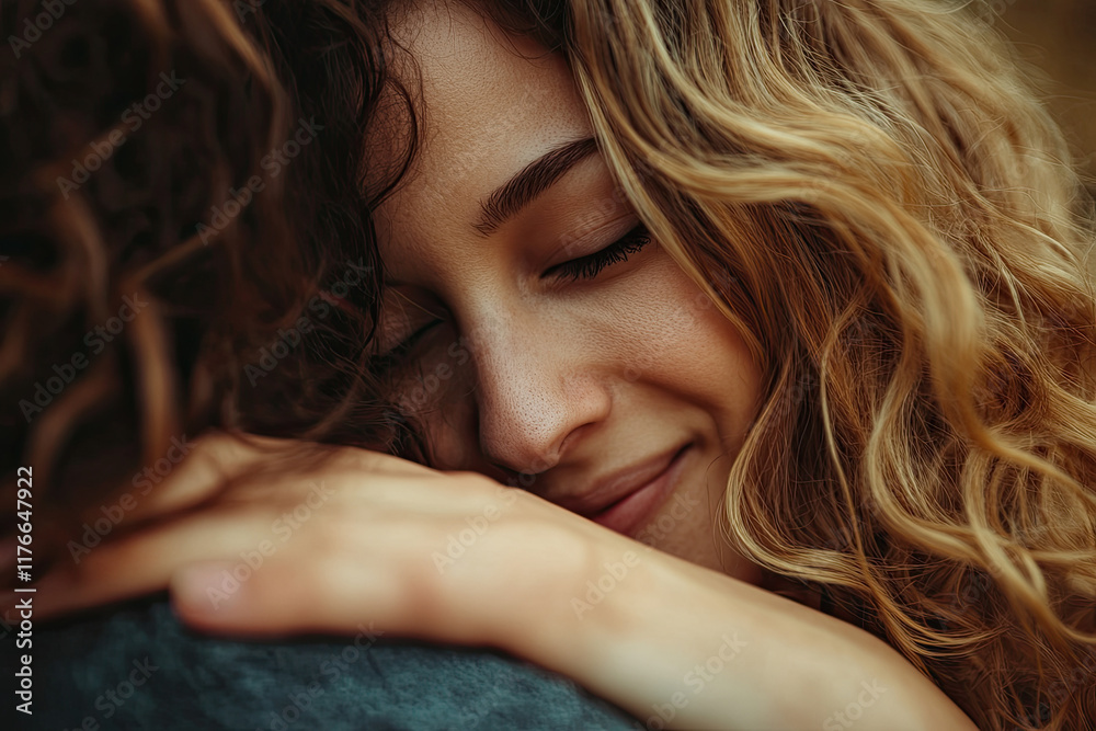 Embracing a friend or loved one, symbolizing comfort and emotional support Embracing a friend or loved one, symbolizing comfort and emotional support
