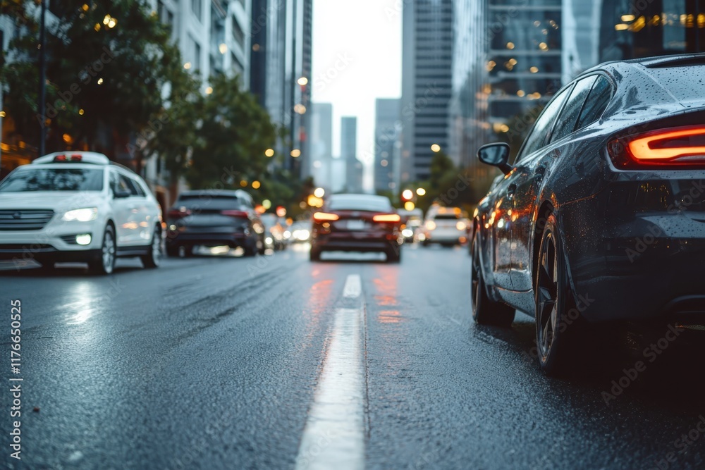 Autonomous vehicle initiative emphasizing safety features urban environment traffic scenario modern city safety technology Autonomous vehicle initiative emphasizing safety features urban environment traffic scenario modern city safety technology