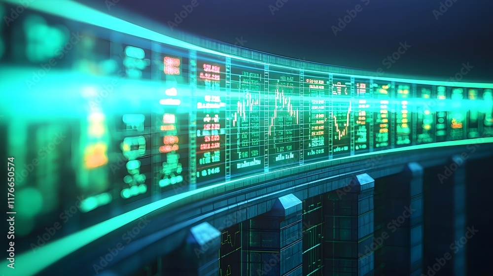 Futuristic Financial Data Visualization with Graphs and Numbers Futuristic Financial Data Visualization with Graphs and Numbers