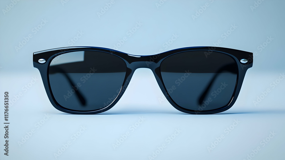 3D Render of Black Sunglasses on Blue Background 3D Render of Black Sunglasses on Blue Background