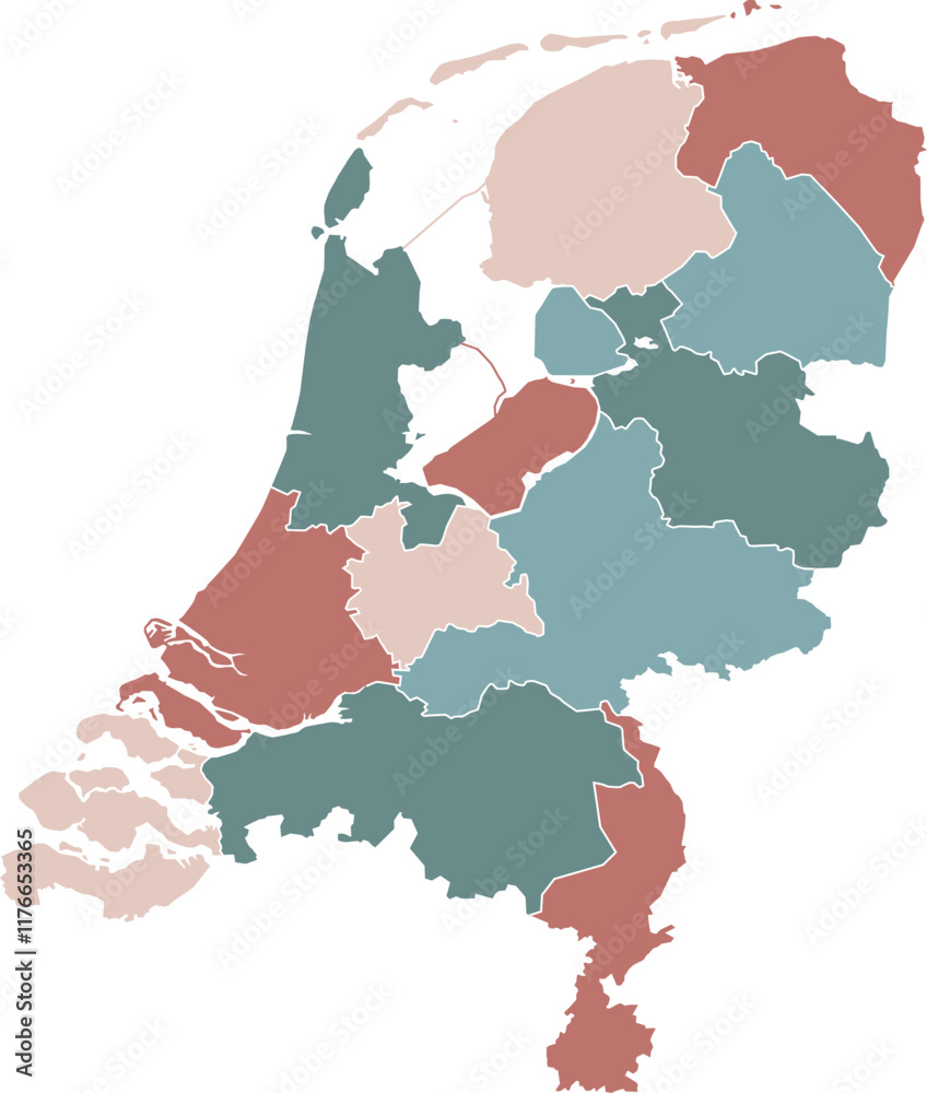 Netherlands map vector. Map of administrative divisions of Netherlands. Netherlands map vector. Map of administrative divisions of Netherlands.