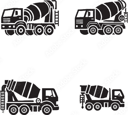 Cement Mixer Truck Icons Collection