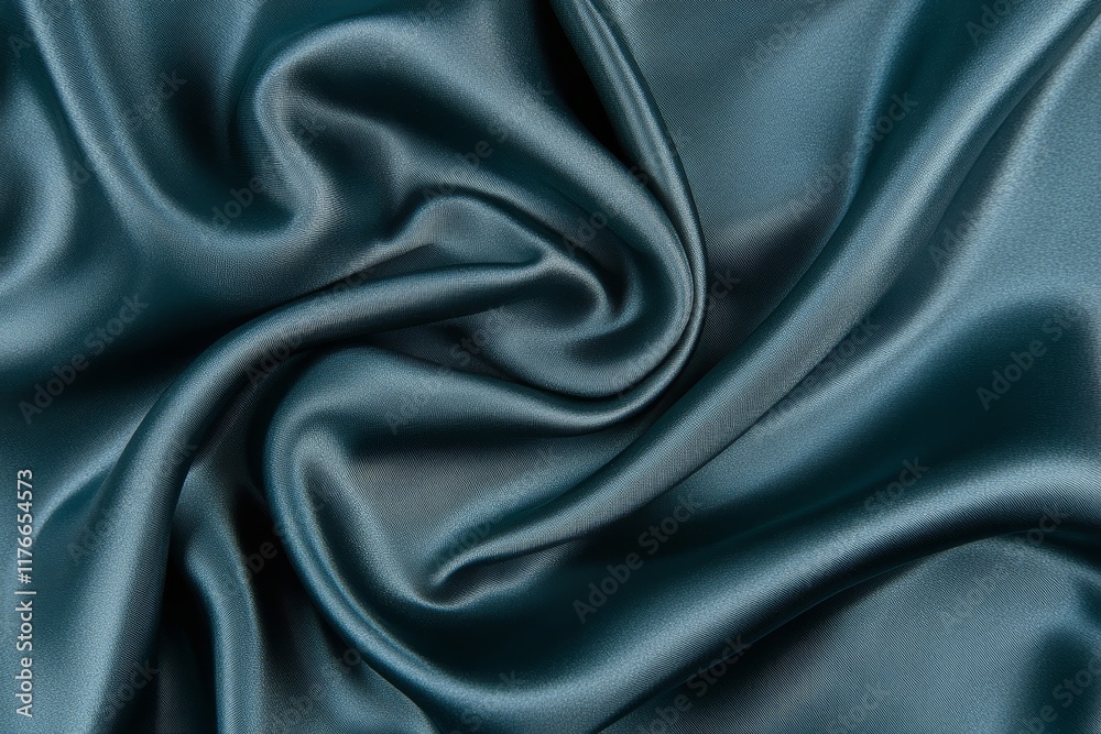Fototapeta premium Teal silk fabric with elegant drapes and folds.