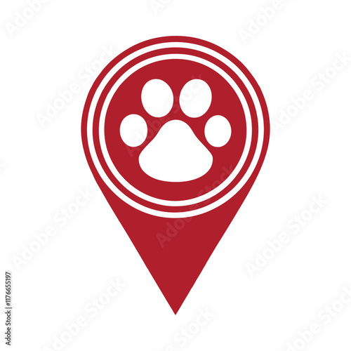 Minimalist Paw Print Location Pin Vector Design. photo